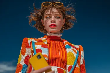 Futuristic Fashion Model with Modern Device Futuristic Fashion Model with Modern Device