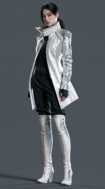 Futuristic Female Operative in Advanced Tactical Wear