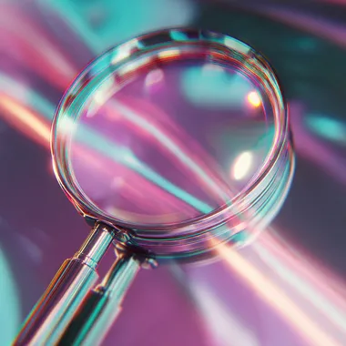 Futuristic Glowing Magnifying Glass in Holographic Colors Futuristic Glowing Magnifying Glass in Holographic Colors