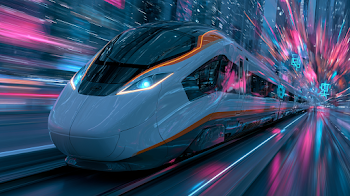 Futuristic High-Speed Train in Neon Urban Tunnel