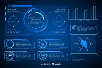 Futuristic holographic infographic element collection Free Vector
