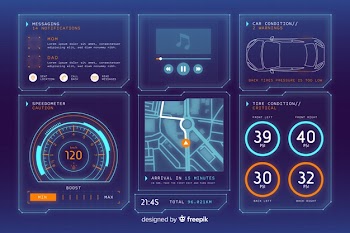 Futuristic holographic interface of a car Free Vector