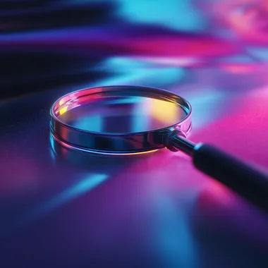 Futuristic Holographic Magnifying Glass with Neon Colors Futuristic Holographic Magnifying Glass with Neon Colors