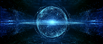 Futuristic Holographic Technology Sphere in Deep Space