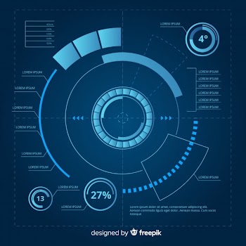 Futuristic hud interface with gradient style Free Vector