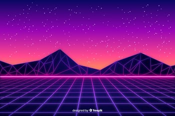 Futuristic landscape background retro style Free Vector