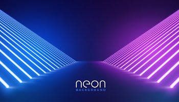 Futuristic neon lights stage floor background Free Vector