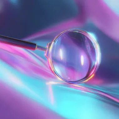 Futuristic Neon Magnifying Glass in a Dreamy Atmosphere Futuristic Neon Magnifying Glass in a Dreamy Atmosphere