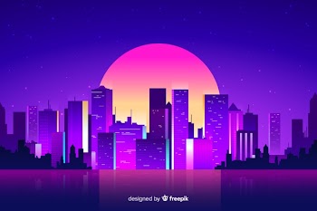 Futuristic night city background Free Vector