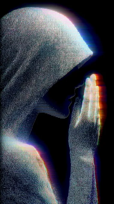 Futuristic Pixelated Human Figure with Glitch Aesthetic Futuristic Pixelated Human Figure with Glitch Aesthetic