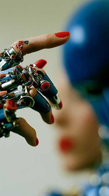 Futuristic Robotic Hand with Human Elements
