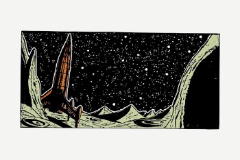 Futuristic rocket vintage clipart, space | Free PSD - rawpixel