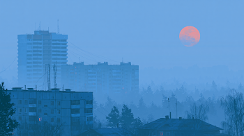 Futuristic Russian Brutalist Landscape at Dusk