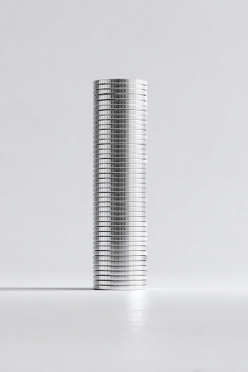 Futuristic Skyscraper Made of Metallic Coins