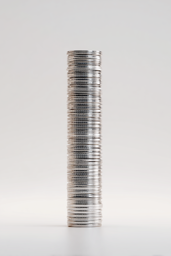 Futuristic Skyscraper Made of Stacked Coins