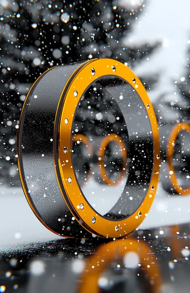 Futuristic Snowy Landscape with Dynamic 3D Shapes Futuristic Snowy Landscape with Dynamic 3D Shapes