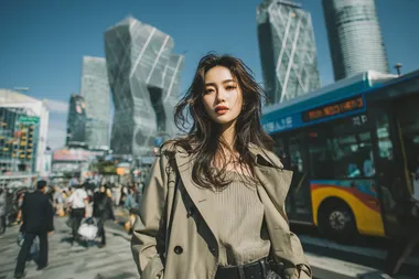 Futuristic Street Fashion Portrait of a Korean Woman Futuristic Street Fashion Portrait of a Korean Woman