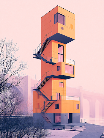 Futuristic Tower with Unique Stacked Design