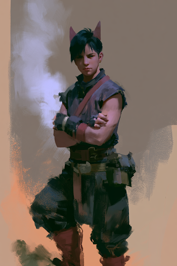 Futuristic Warrior with Cat Ears
