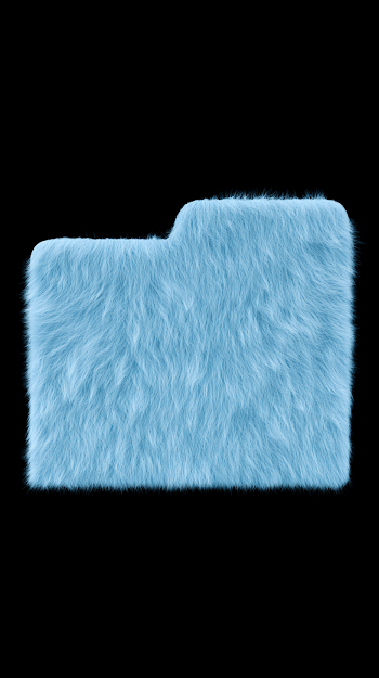 Fuzzy Blue File Folder Icon on Black