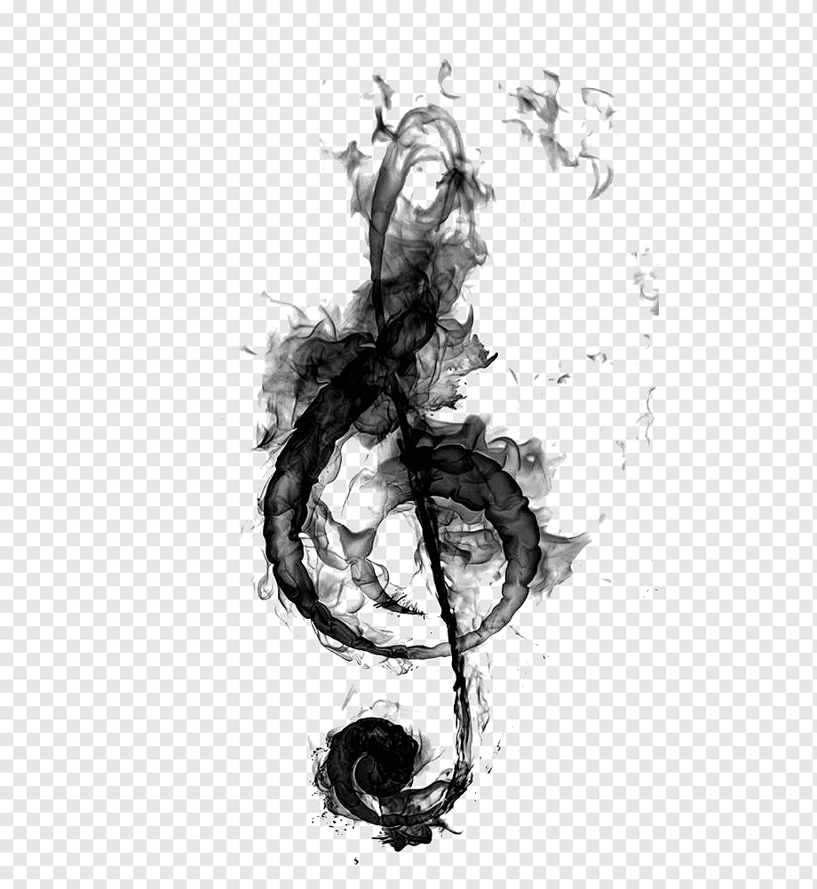 G clef note illustration, Clef Treble Musical note Drawing, Note, monochrome, lyrics, art Music png