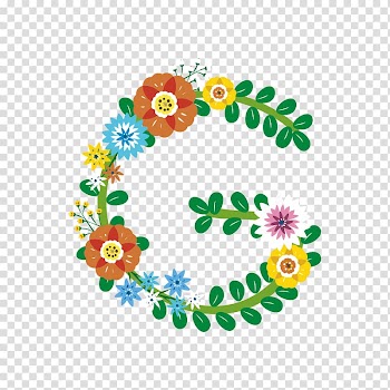 G Letter, Wreath letter g transparent background PNG clipart