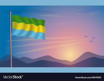 gabon flag in the morning sun
