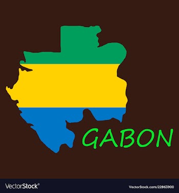 Gabon map and flag in white background vector image