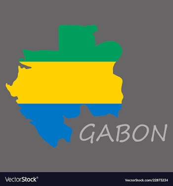 Gabon map and flag in white background vector image
