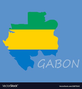 Gabon map and flag in white background vector image
