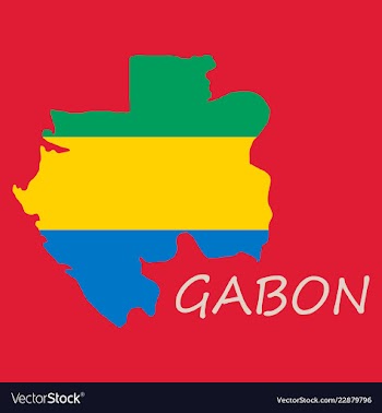 Gabon map and flag in white background vector image