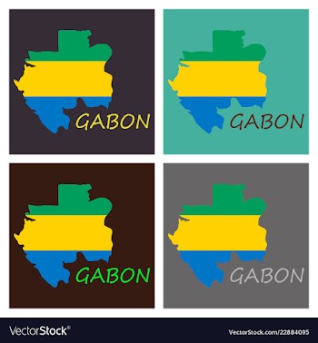 Gabon map and flag in white background vector image