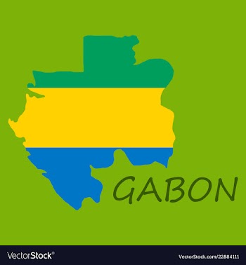 Gabon map and flag in white background vector image