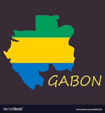 Gabon map and flag in white background vector image