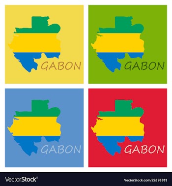 Gabon map and flag in white background vector image