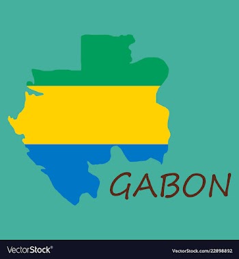 Gabon map and flag in white background vector image