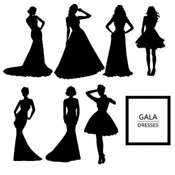 Gala dresses silhouettes Free Vector