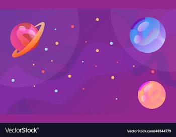 galaxy cartoon with planet background