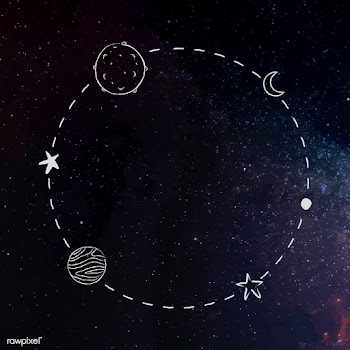 Galaxy decorated minimal line art frame vector | Free  vector - 2265039