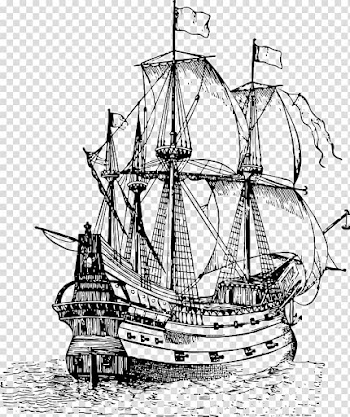 Galleon Drawing Sailing ship, smoke ring transparent background PNG clipart