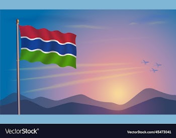 gambia flag in the morning sun