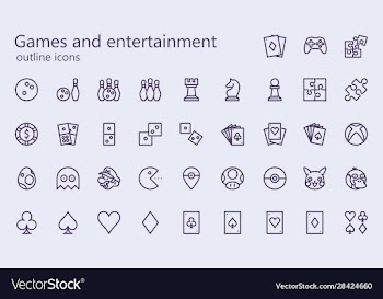 games and entertainment outline iconset