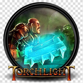 Games , Torchlight in round black frame transparent background PNG clipart