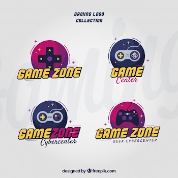 Gaming logo collection with flat design Free Vector