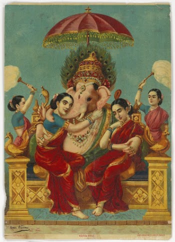 Ganapati with his consorts Riddhi | Free Photo - rawpixel
