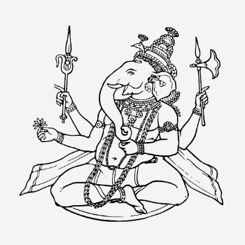 Ganesh Hindu god line art, | Free Photo - rawpixel
