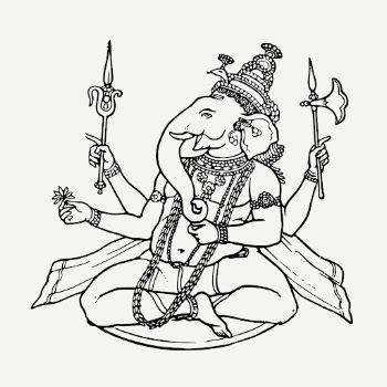 Ganesh line art, Hindu god | Free PSD - rawpixel