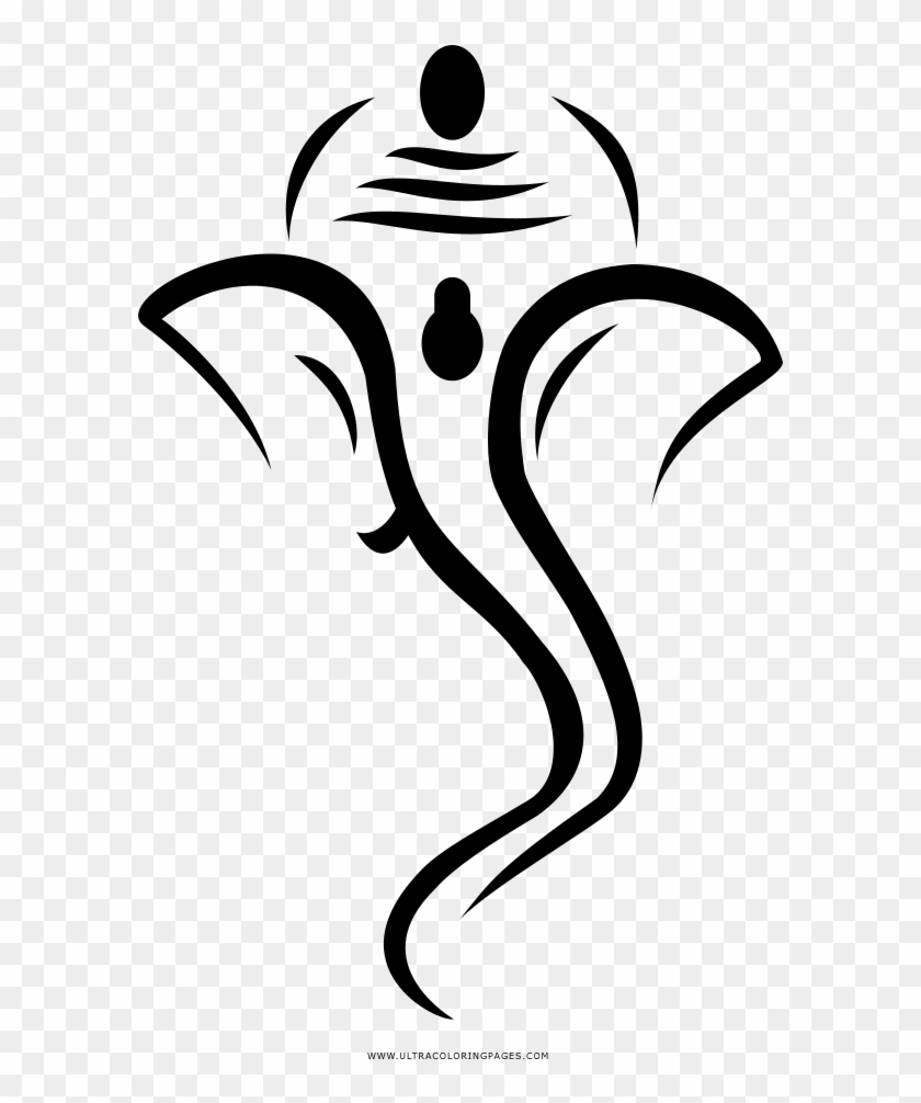 Ganesha Coloring Page - Black And White Ganesh Png