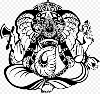 Ganesha Deity Line art Illustration - Tattoo 