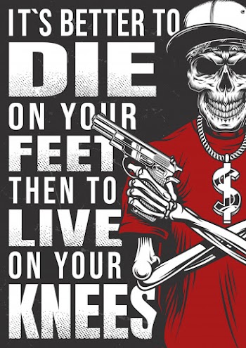 Gangsta poster with skeleton Free Vector